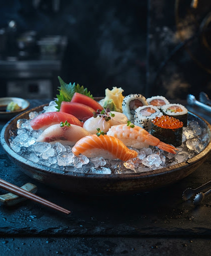 Sushi mantenido en una cadena de frío cuidada